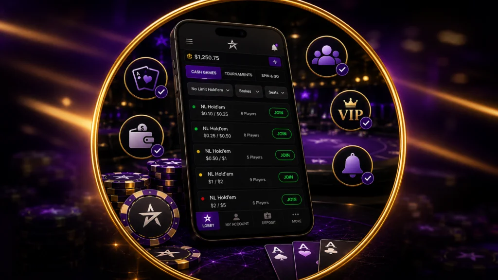 ACR Poker mobile app cash games tournaments
